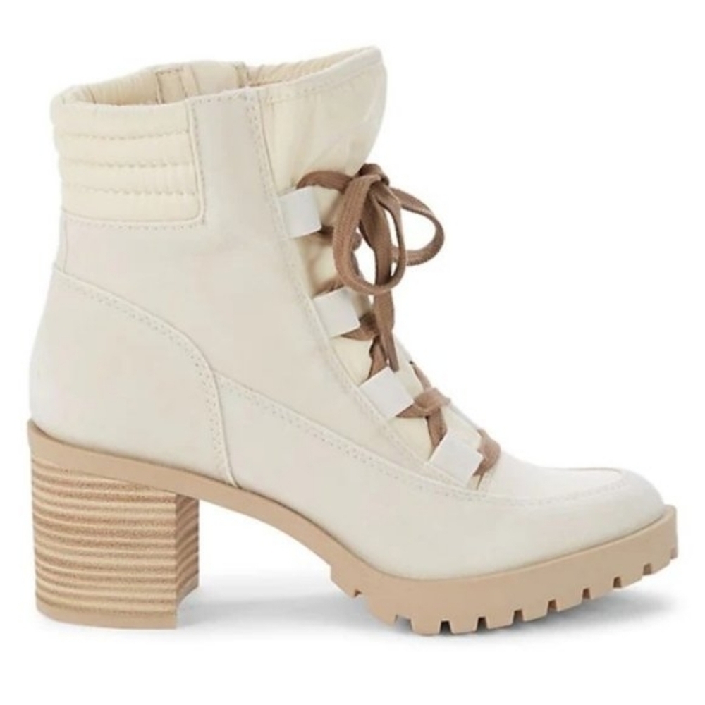Dolce Vita Nollie Cream Combat Winter Lace Up Boots